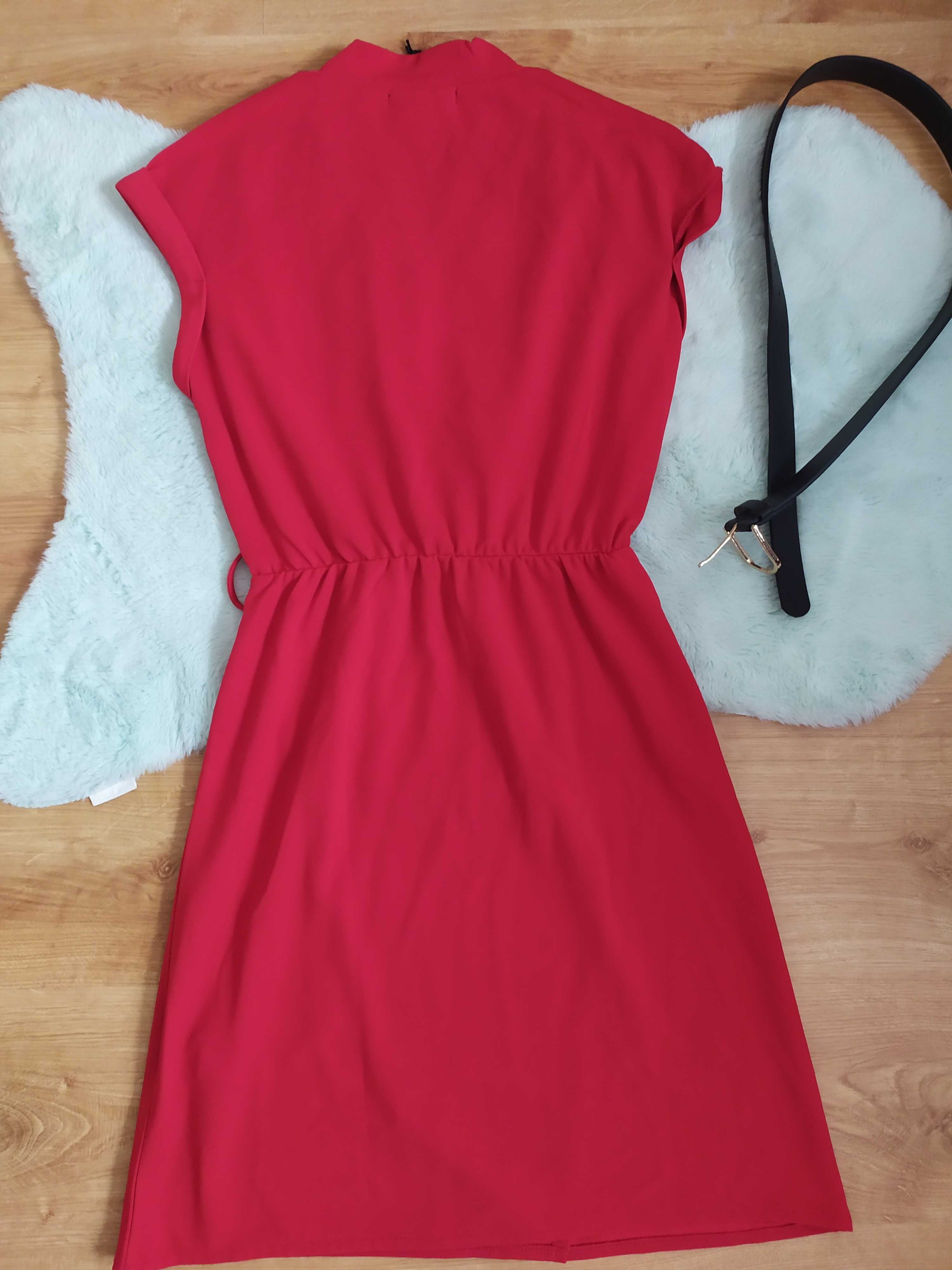 Nowa czerwona sukienka z paskiem Mohito, rozmiar 36