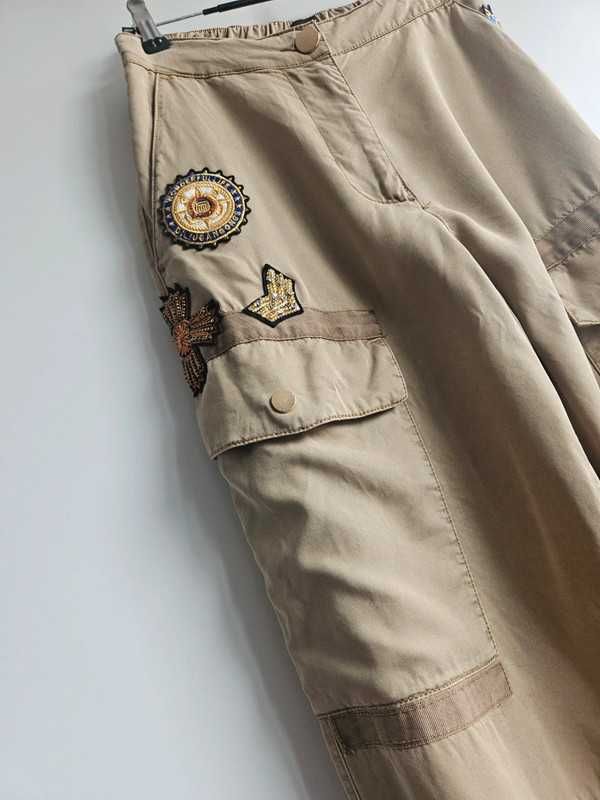 River Island spodnie lyocell beżowe utility r 36  casual