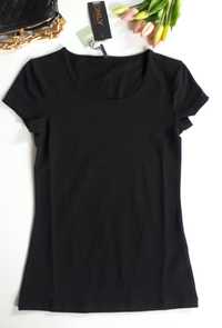 T-shirt damski czarny gładki bawełna S