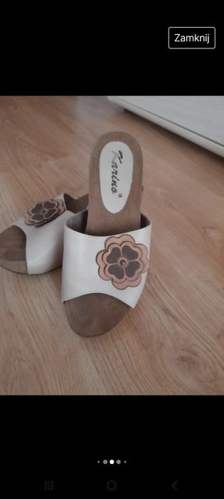 Klapki na korkowej koturnie 39 Karino