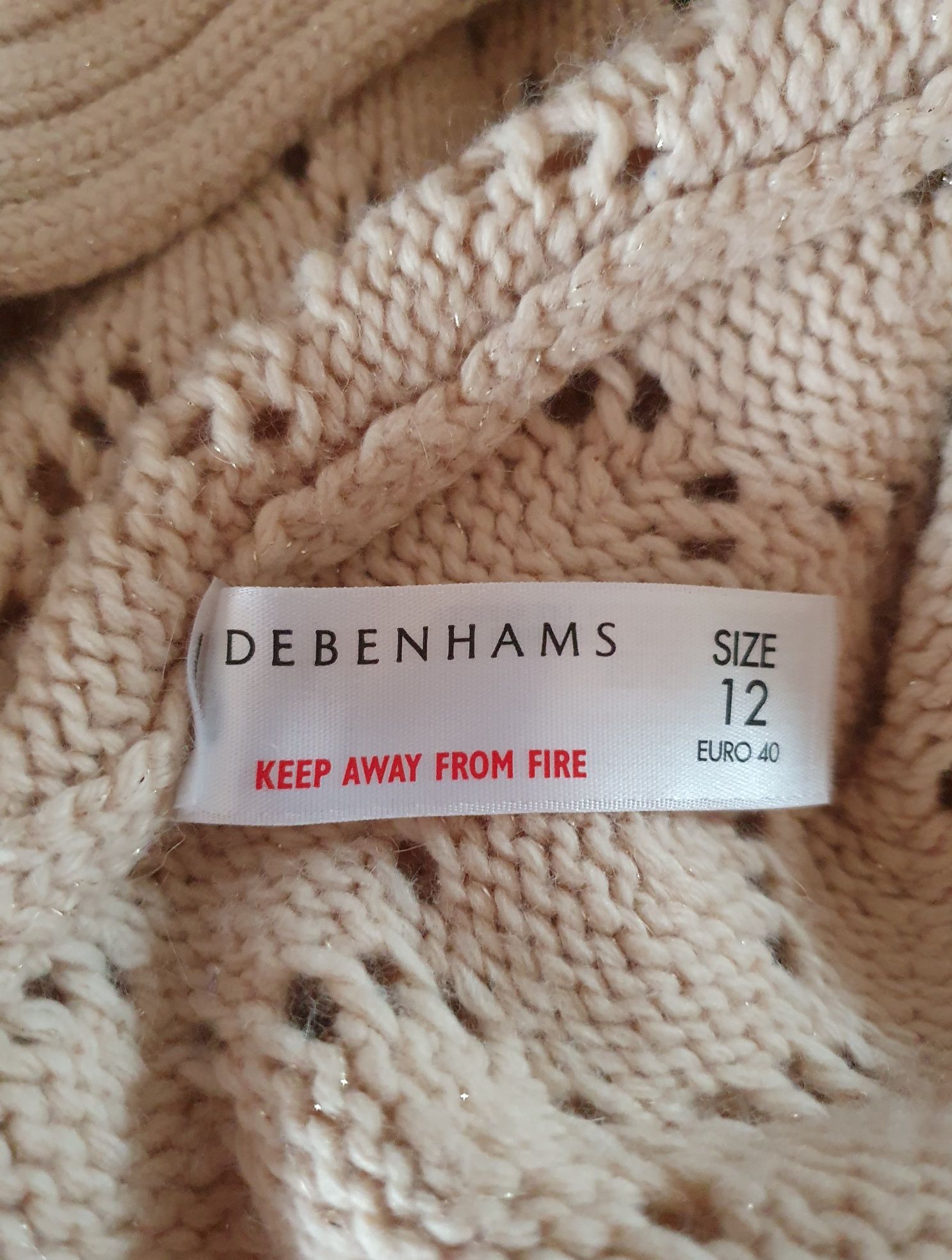 Ażurowy sweterek kardigan narzutka angora wełna wool Debenhams Red Her