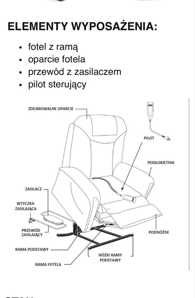 Fotel „geriatryczny” na pilota