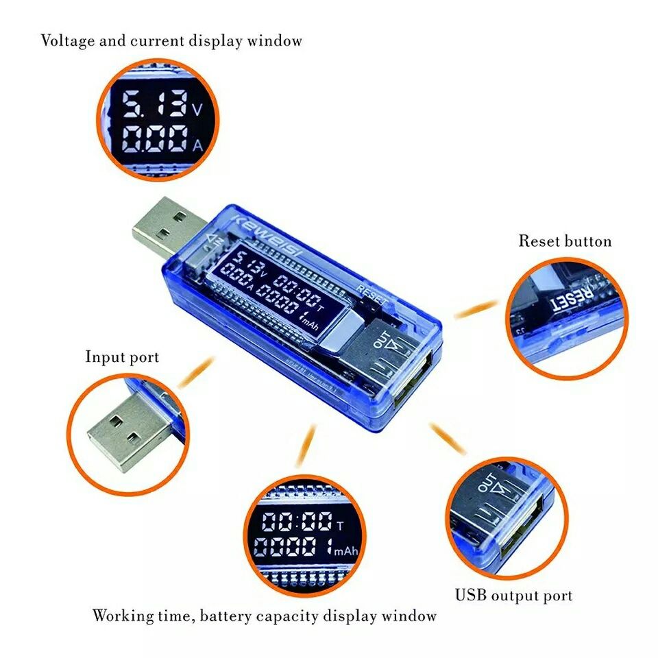 USB Тестер Keweisi KWS-V20 вольтметр амперметр измеритель ёмкости