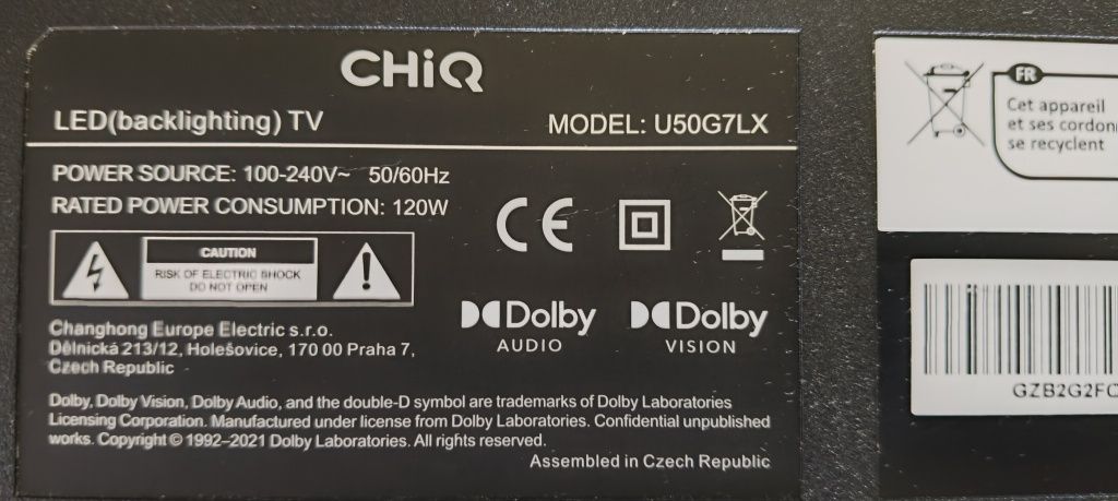 Telewizor CHiQ U50G7LX 50” LED 4K UHD Android TV uszkodzony