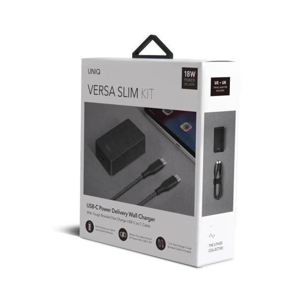 Ładowarka Uniq Lithos 18W Usb-C Pd Szybkie Ładowanie + Kabel Usb-C