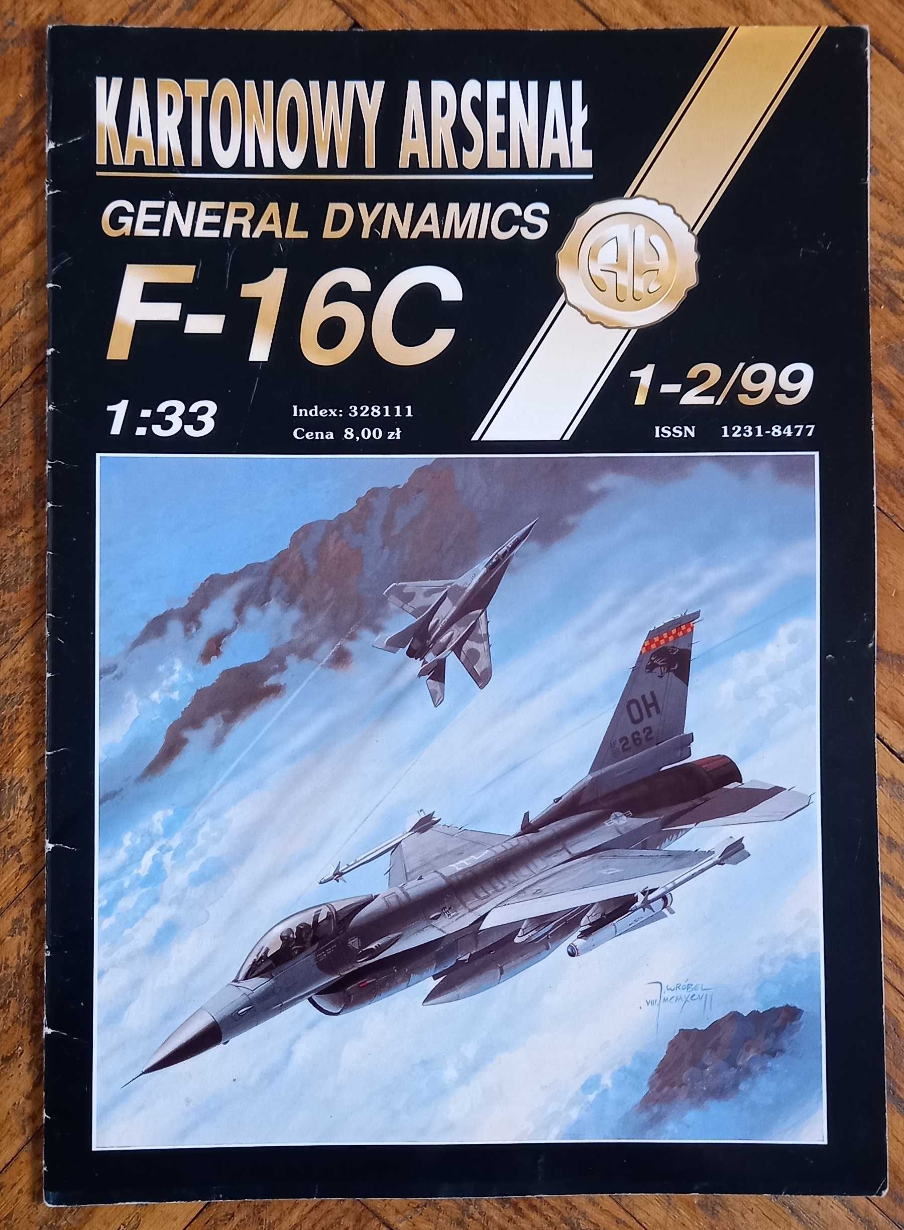 Model kartonowy, samolot F-16C, wyd. Kartonowy Arsenał.