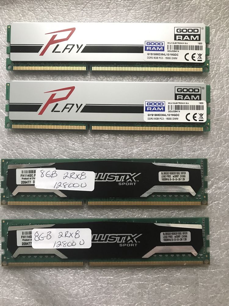 DDR3 GoodRam Play 16GB Crucial Ballistix Sport 16GB