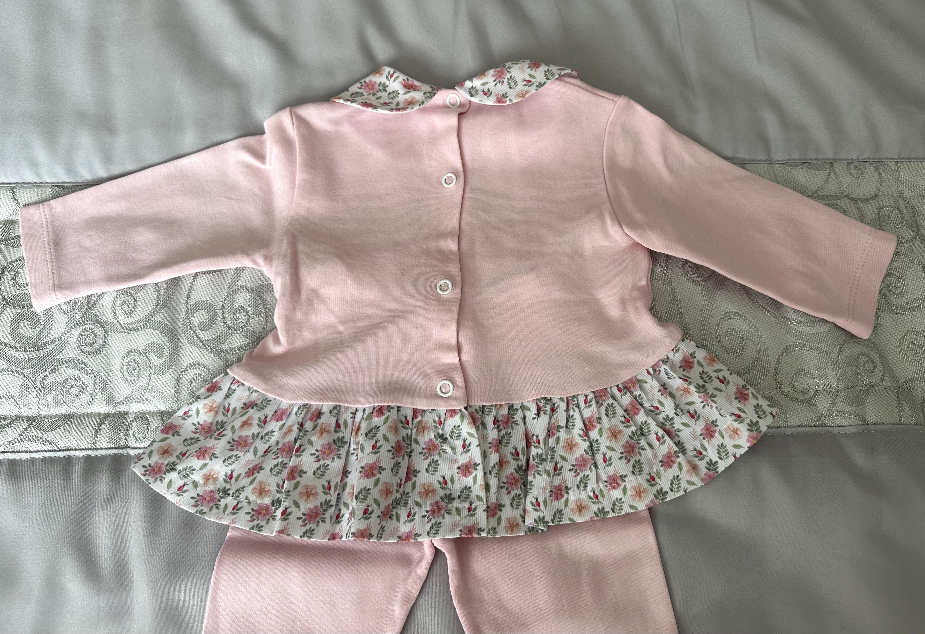 Fato Rosa Flores Bebé 6M NOVO