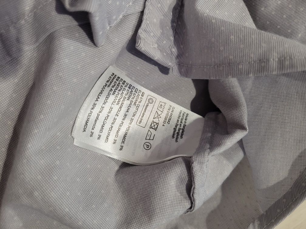 Koszula szara błękitna w białe kropki h&m s