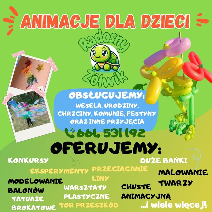 Animacje dla dzieci. Animator na urodziny, chrzciny, komunię, wesele