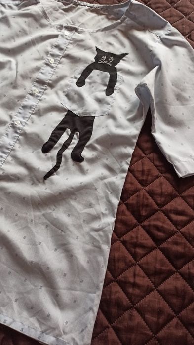 Bluzka błękitna z kotem L 40 koszula