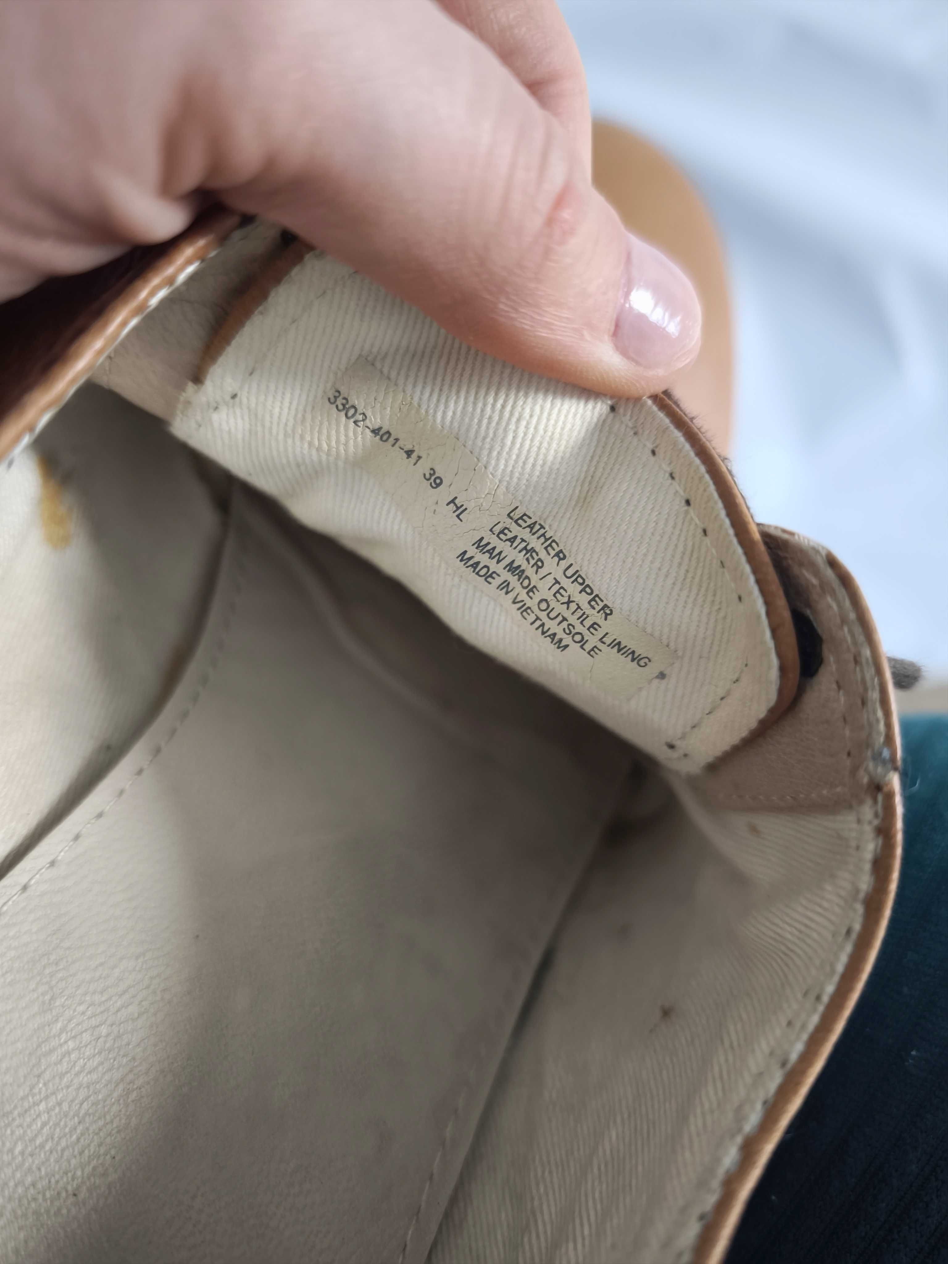 Vagabond skórzane loafersy damskie 39 brązowe półbuty