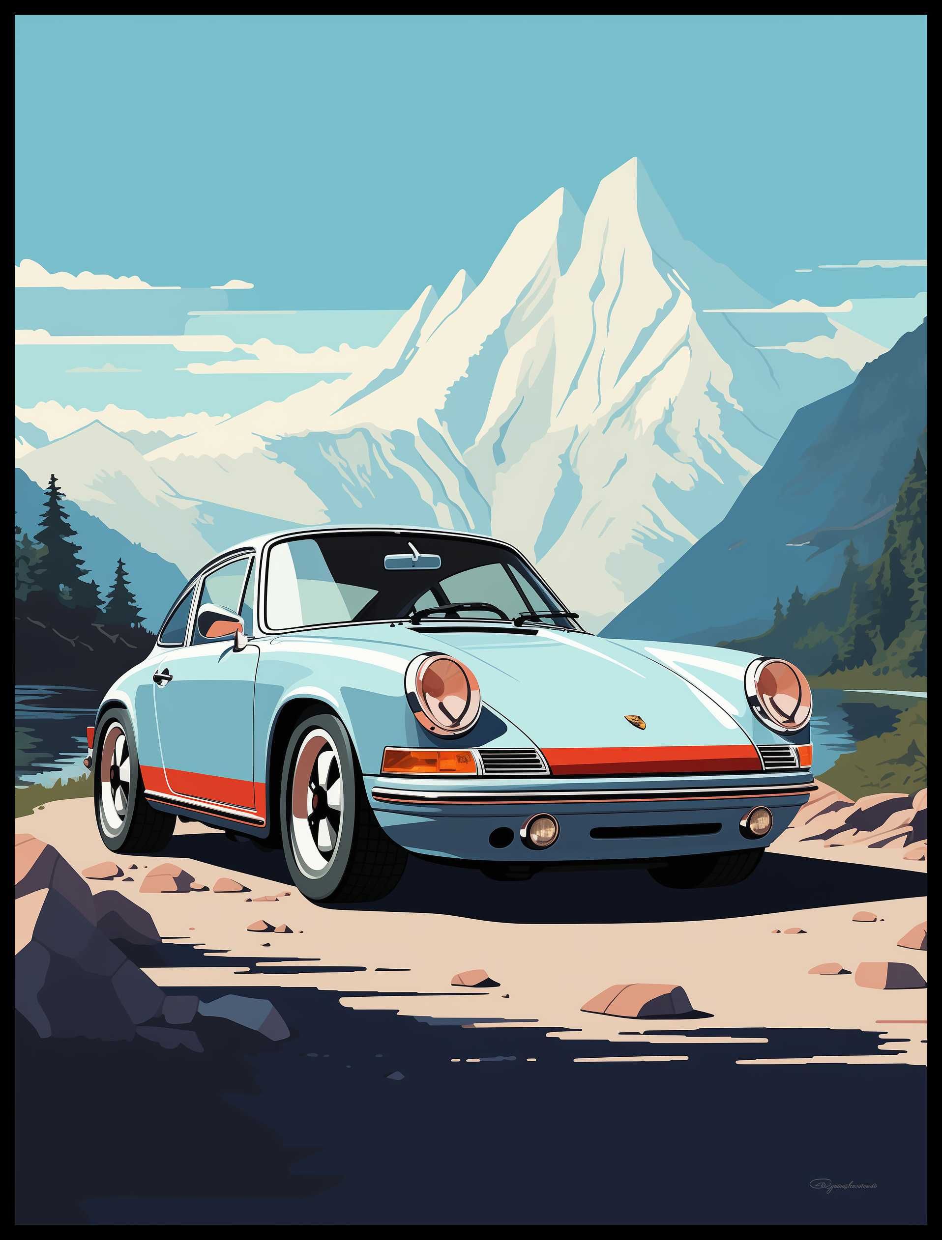 Plakat na Ścianę Obraz Porshe 911 Auto Sportowe 50x70 cm ElliveX