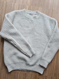 Wełniany biały sweter unisex XL Zara