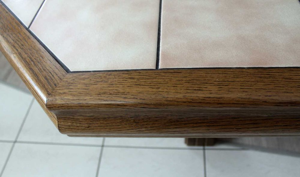 Stolik kawowy Drewniany Dąb Naturalny Glazura ośmiokątny, 120 cm