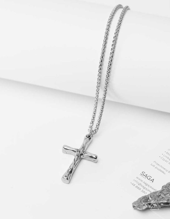 Męski Łańcuszek ze Stali Szlachetnej 316L Krzyżykiem Gotyckim Vintage