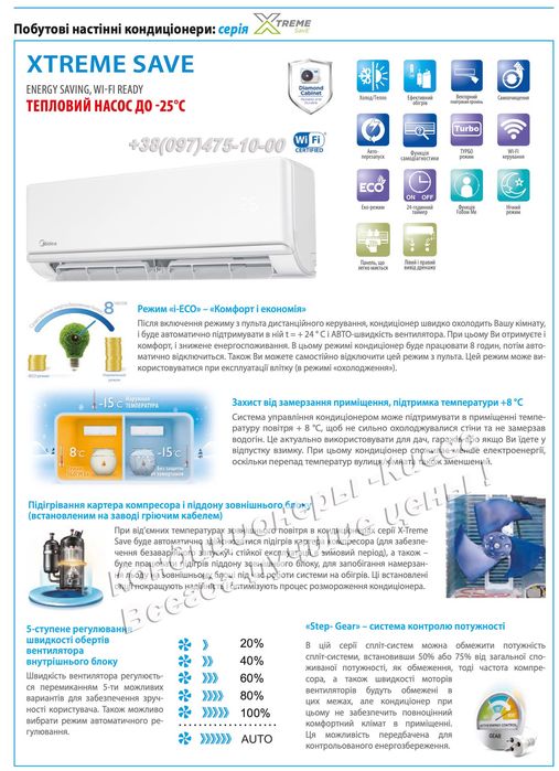 MIDEA MSAG-12HRFN8 До 40 м2 Обогрев -25С! Тепл. насос. Цена! Качество!