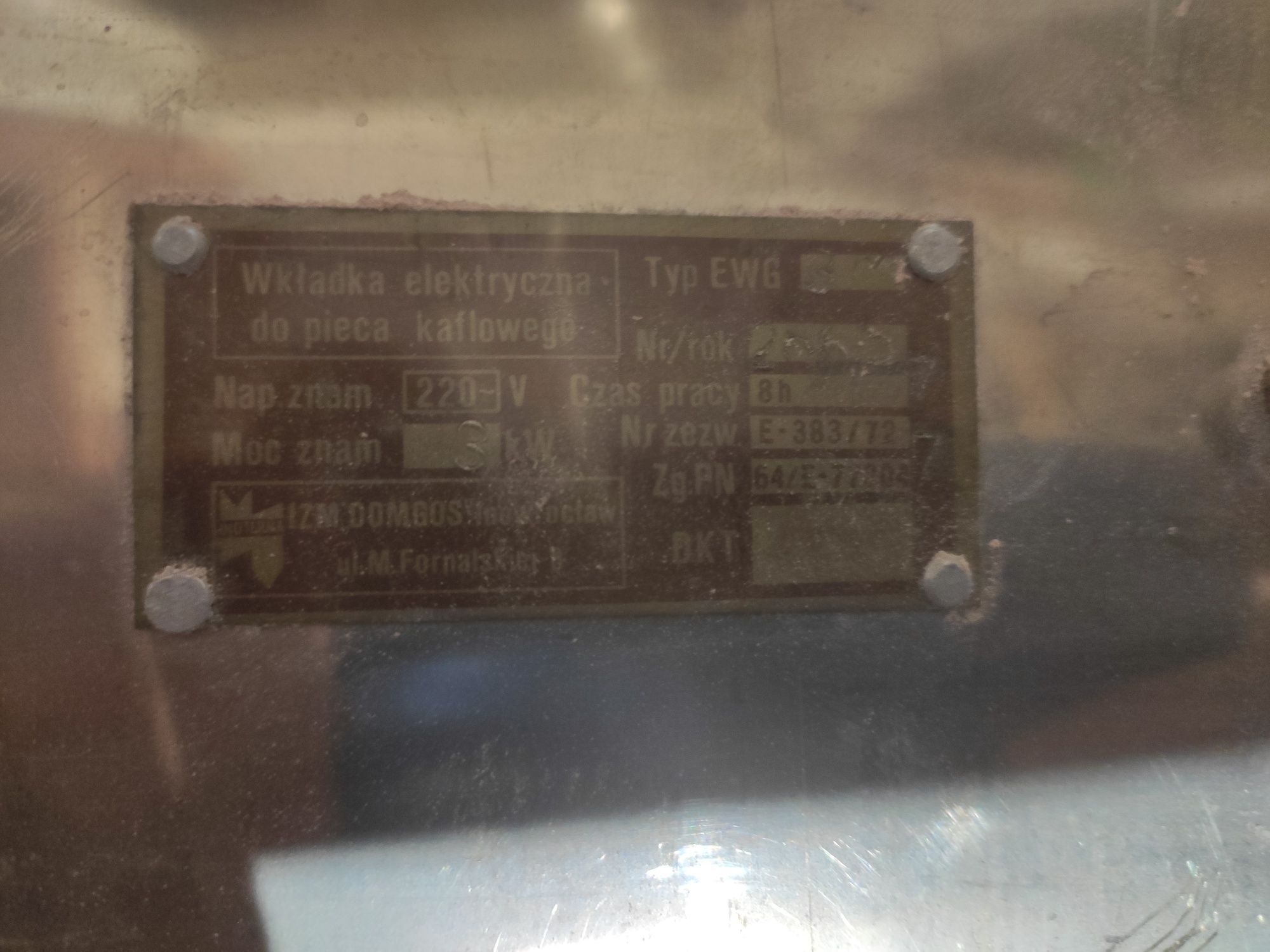 Wkladka elektryczna do pieca kaflowego