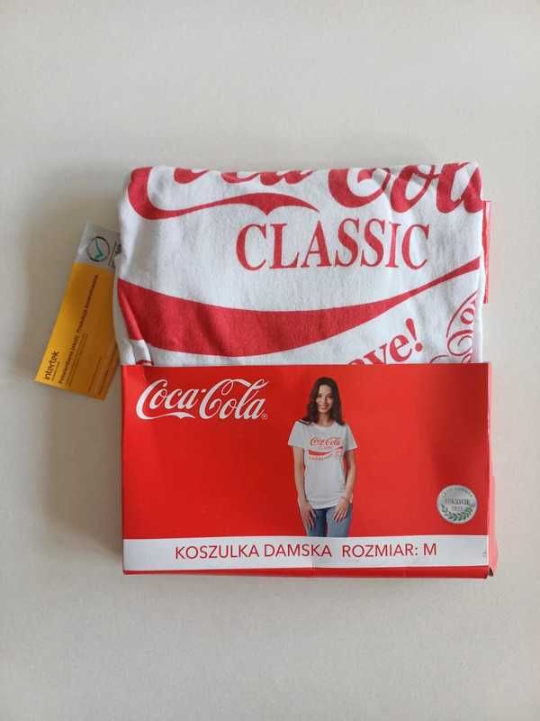 koszulka biała Coca-Cola nowa M t-shirt z krótkim rękawem bawełniana