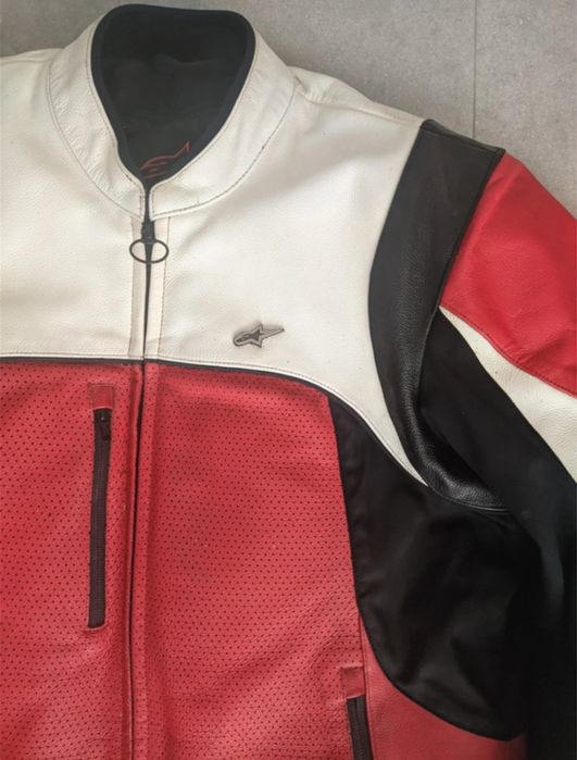 Casaco Pele Mota Alpine Stars Vermelho/Branco/Preto