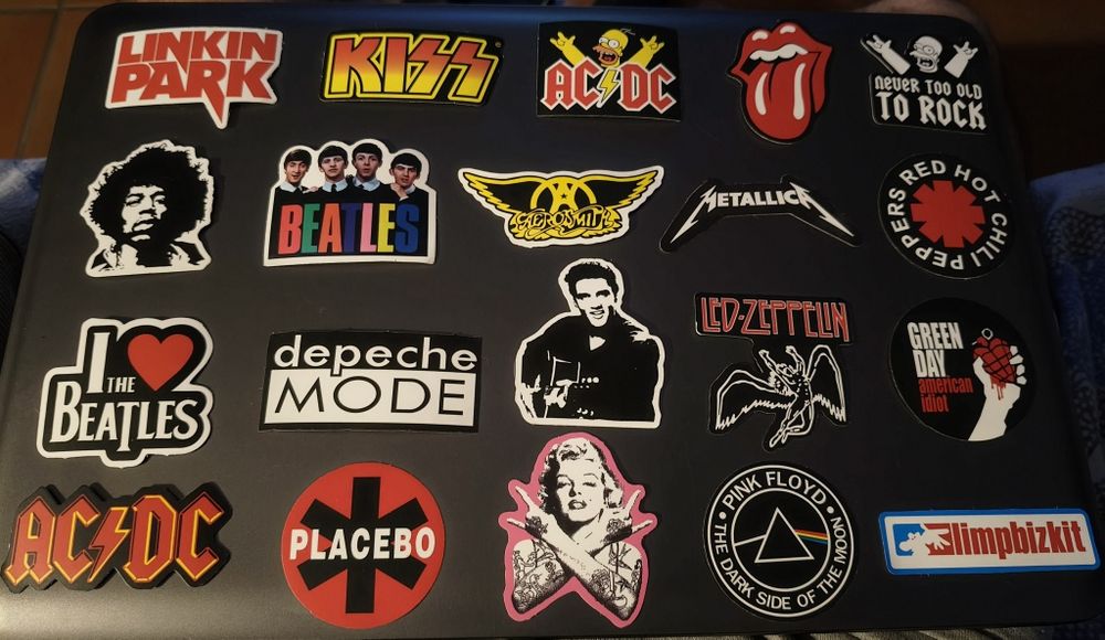 Pack de 20  Adesivos Vintage Retro de Bandas de Rock and Roll Music