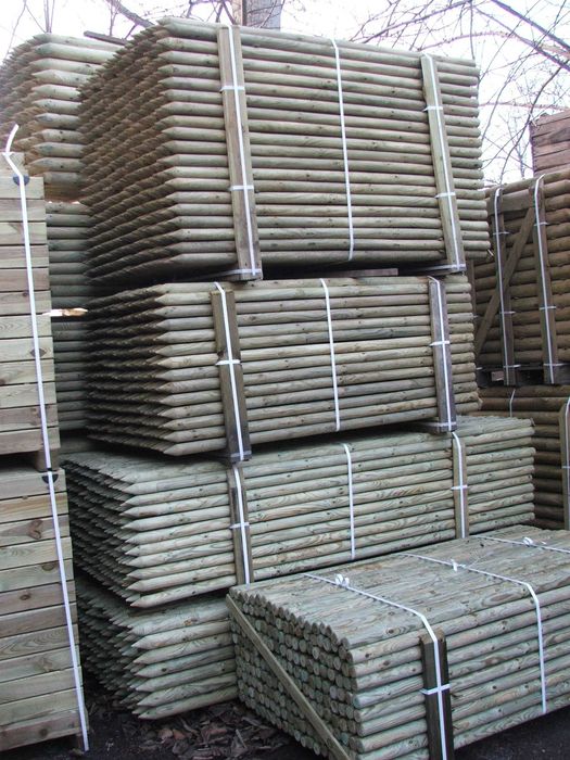 Palisada drewniana wałki paliki do drzewek tyczki 5x200cm inne wysyłka