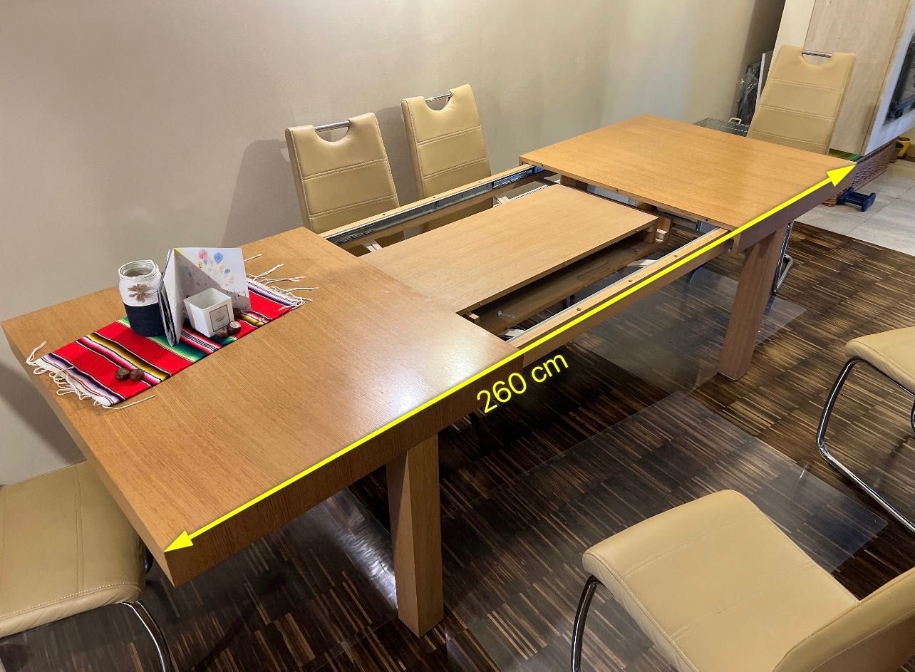 Stół rozsuwany, trzy długości, min. 170x95 cm, max. 260x95 cm