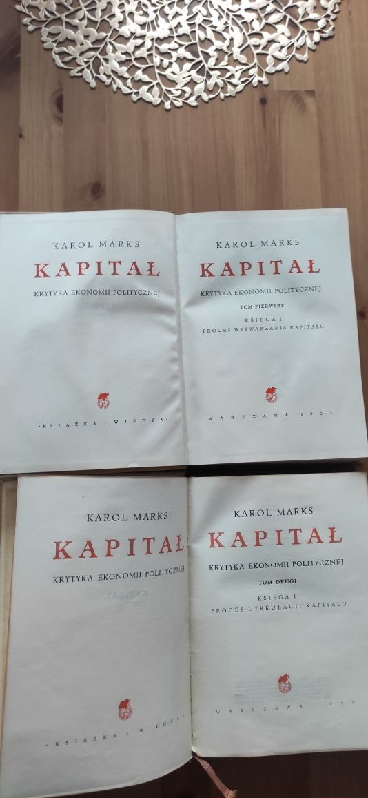 "Kapitał" Karol Marks; dwa tomy; wydanie z 1951 r.
