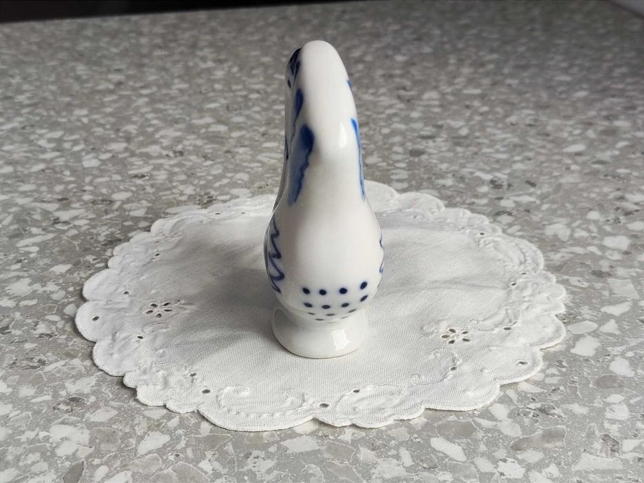 Figurka kurki kury ptak, kobalt, Gzhel/Gżel, USSR/ZSSR, lata 70-e