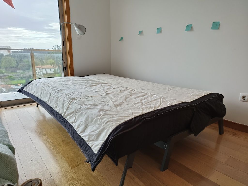 Sofá cama IKEA cinza capa nova 200cm comprimento
