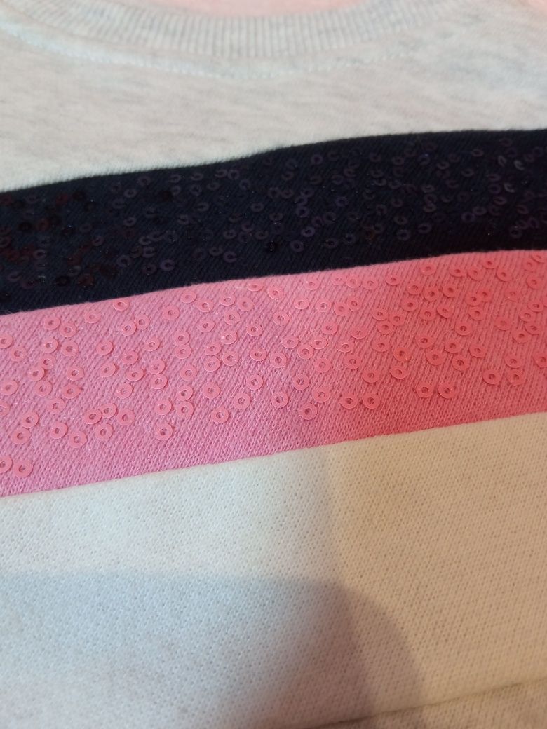 Bluza oversize pasy bloki kolorów cekiny r.110
