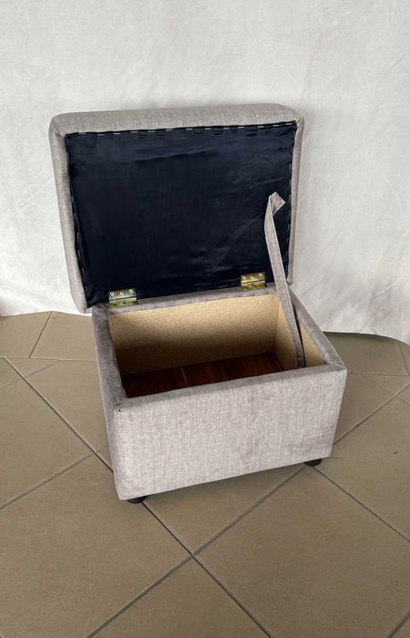 Puf otwierany szaro-beżowy