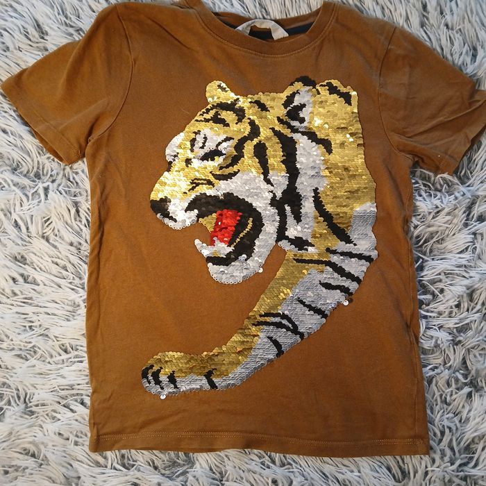Koszulka t-shirt h&m z odwracalnymi cekinami 122/128