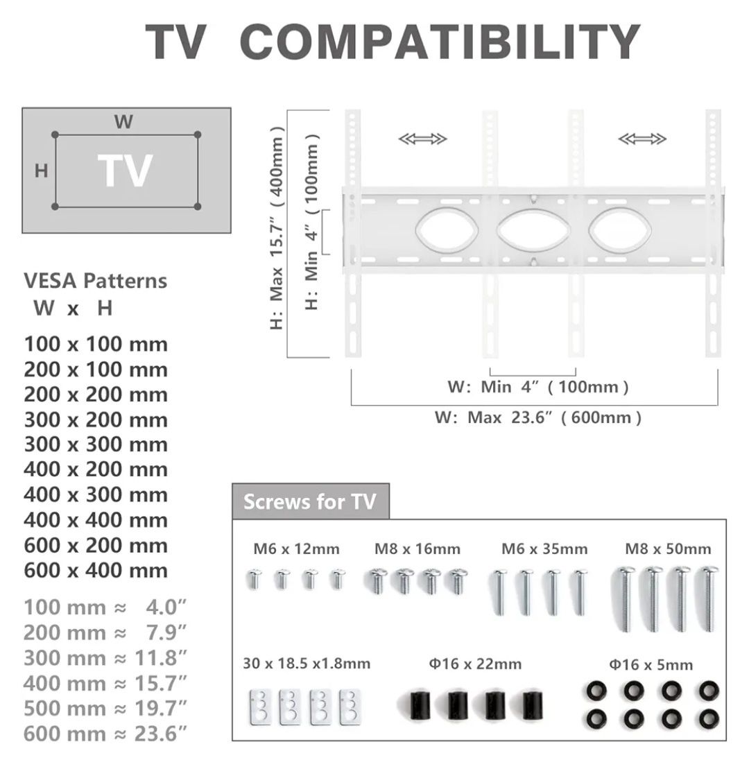 RFIVER Biały stojak pod telewizor do telewizorów do 50kg
