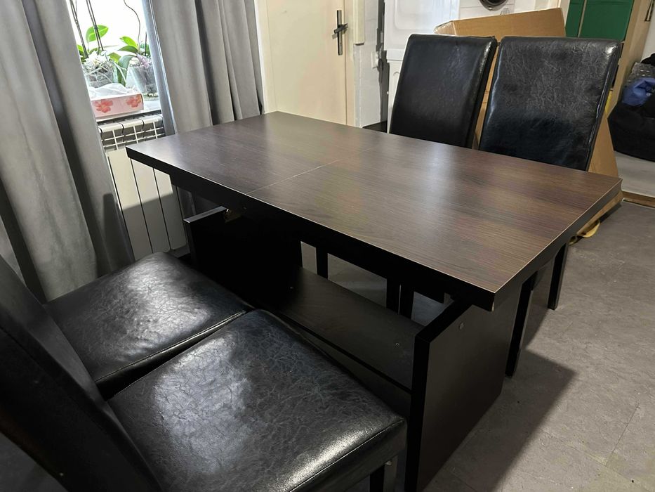 Ława stół 125x65 do jadalni salonu regulowana i 4 krzesła