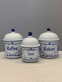 Pojemniki 3 sztuki (kawa, kakao, cynamon) porcelana Kahla Germany.