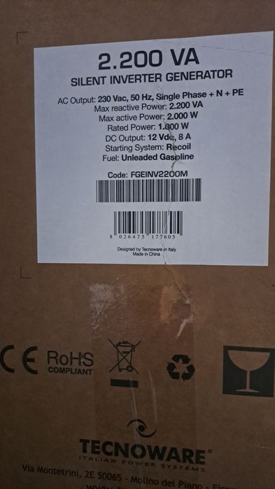 Новий тихий інверторний бензиновий електрогенератор FGEINV2200M