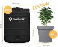 Zbiornik do wody deszczowej SWIMER 2000 L + Donica dekoracyjna 100 L