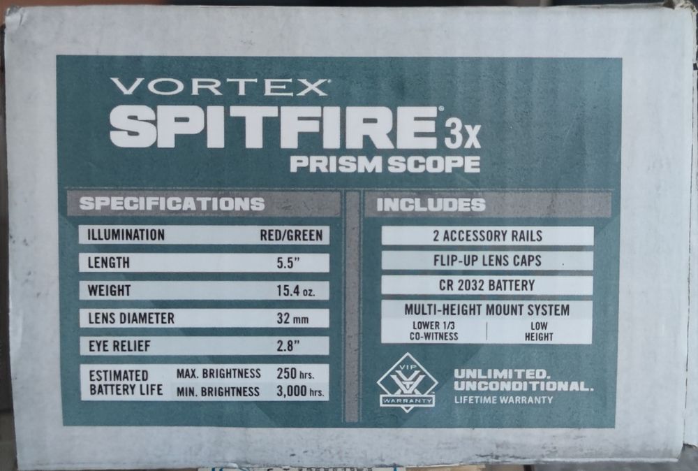 Приціл VORTEX SPITFIRE 3X prism scope НОВИЙ (Оригінал)