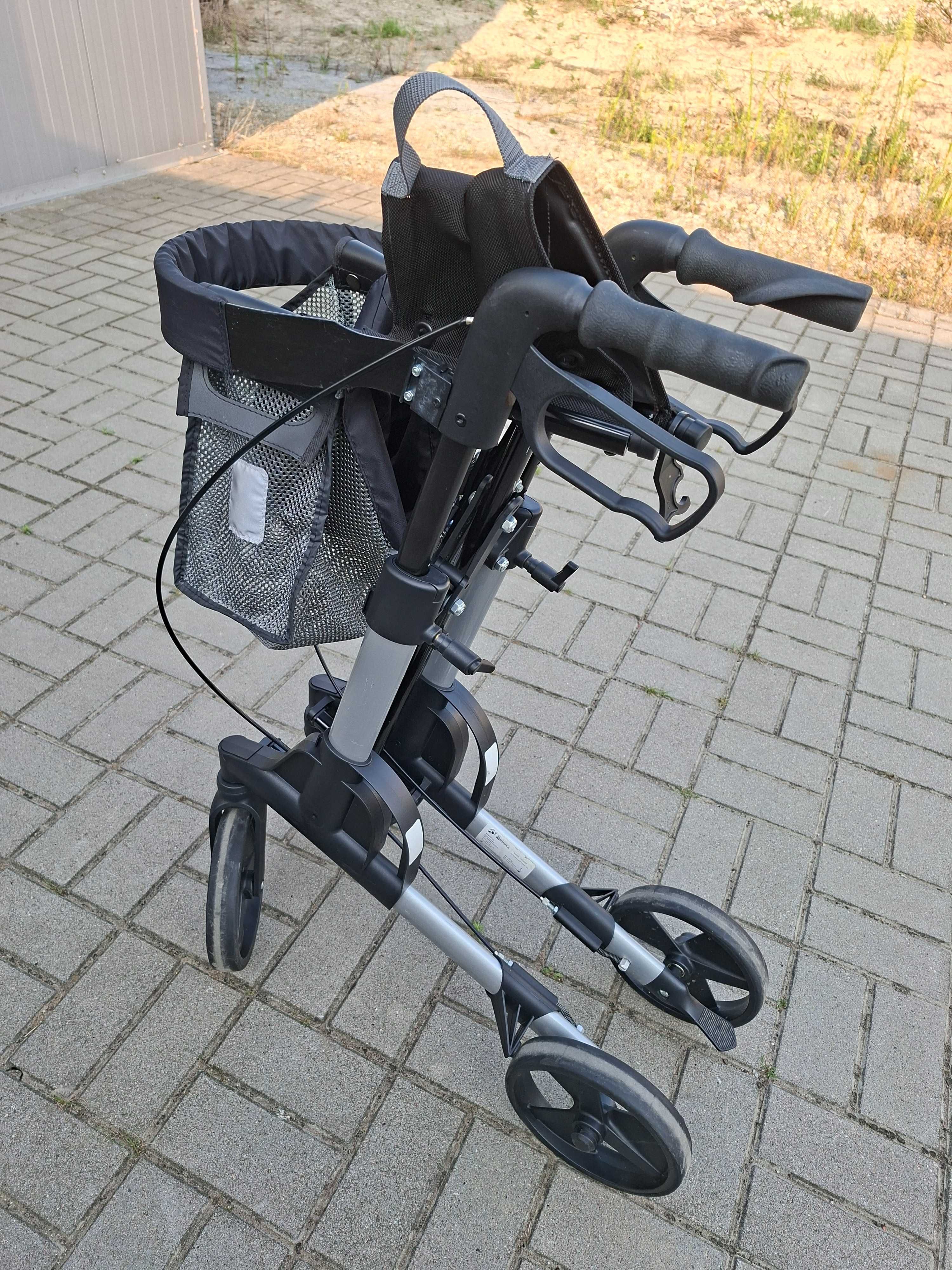 Balkonik Rollator Chodzik aluminiowy lekki składany siedzisko oparcie