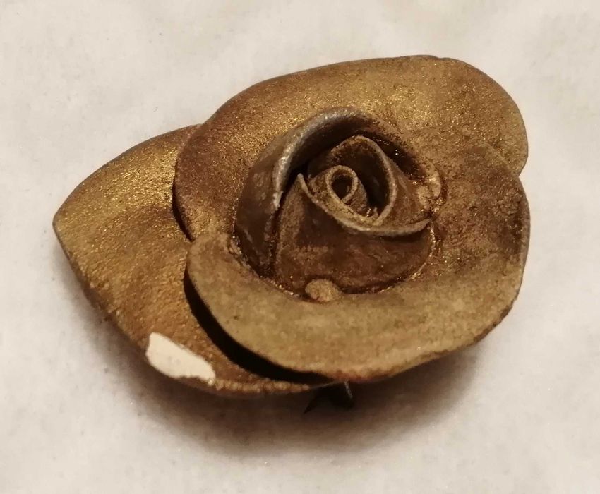 Przypinka, broszka, złota, kwiat, róża, 4,3cm (Biżuteria)