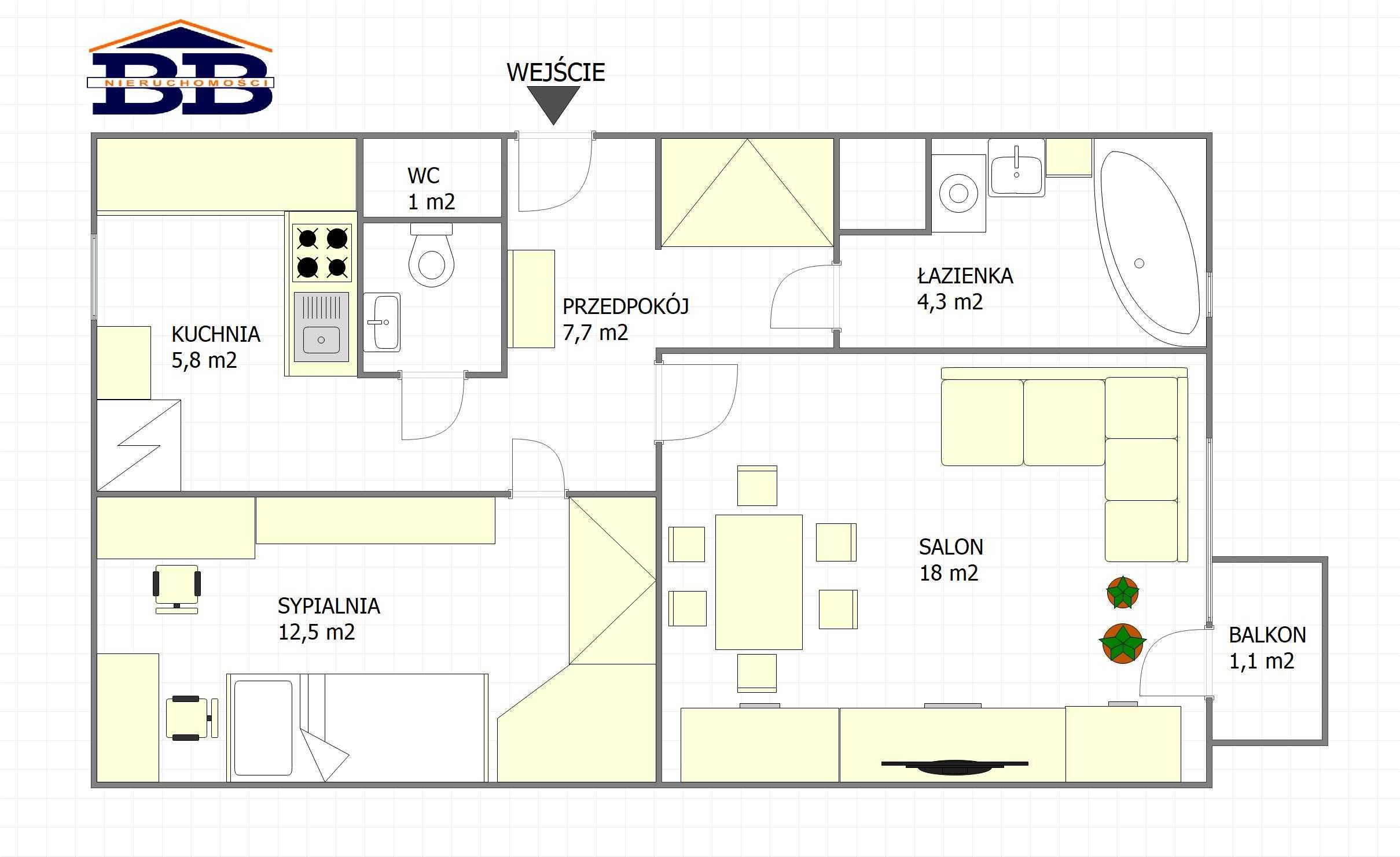 Komfortowe Mieszkanie 2 pok., 48,3 m2, parter, ul. Boenigka