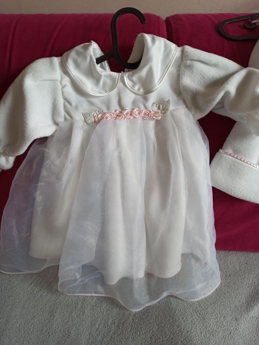 Sukienka, zestaw na chrzest, roczek 74/80