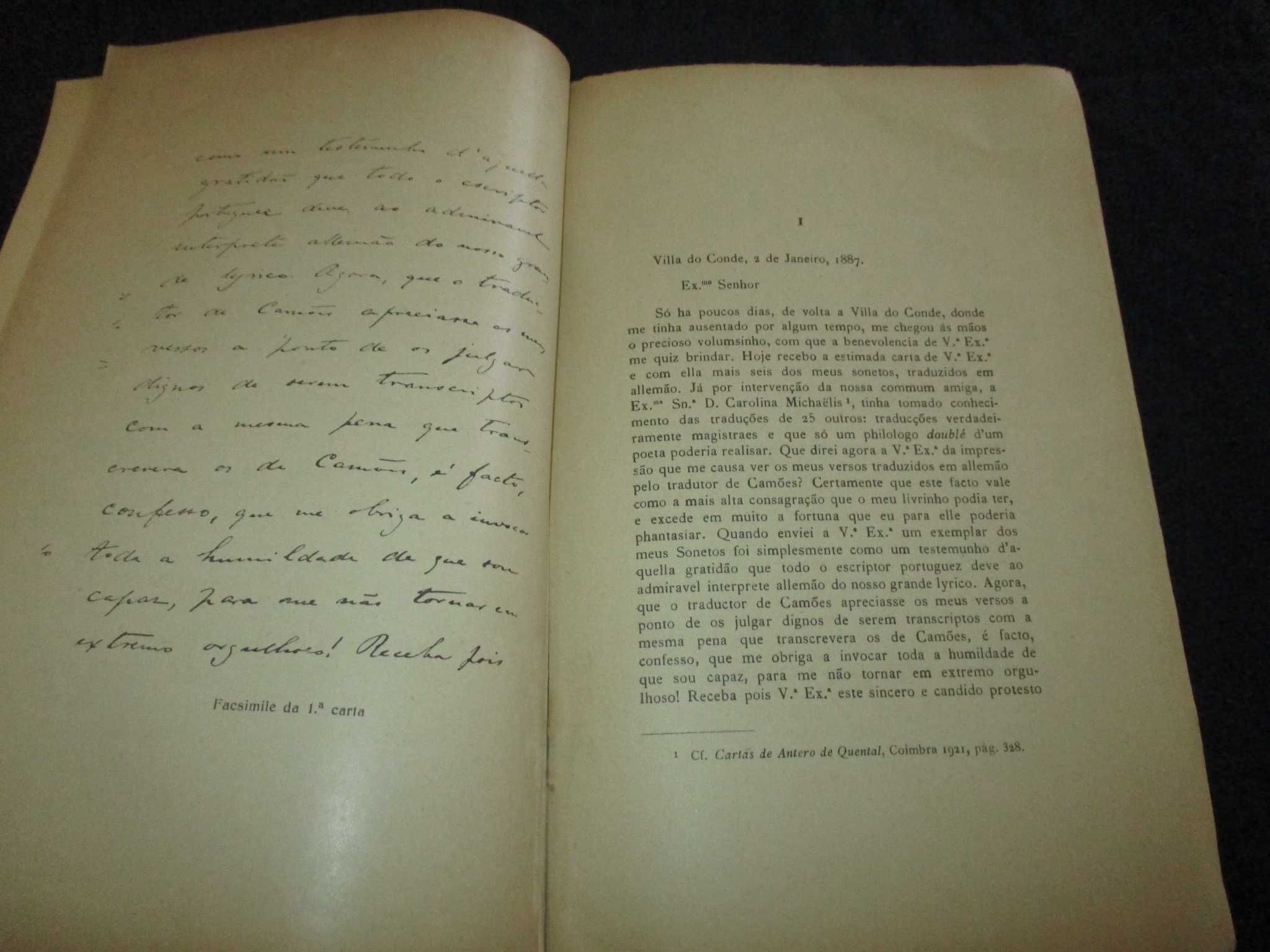 Livro Cartas Inéditas de Antero de Quental a Wilhelm Storck