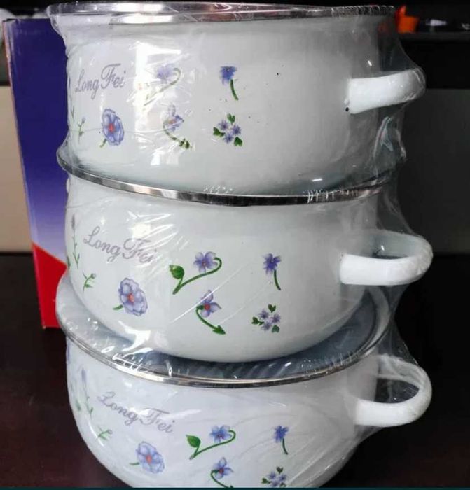 GARNKI EMALIOWANE 5 garnków 5 pokrywek garnek emalia 16/18/20/22/24cm