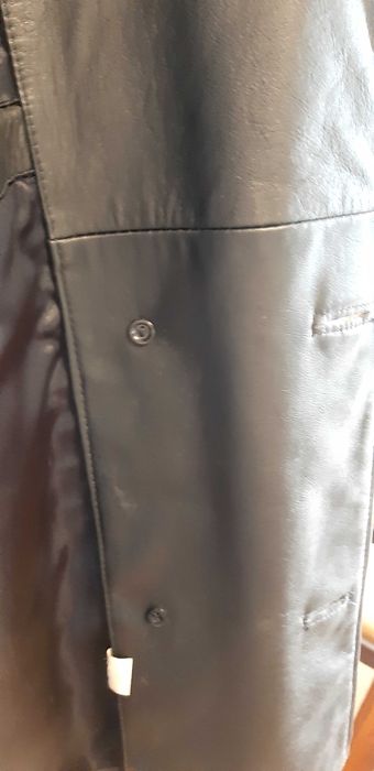 Casaco tipo Peacoat em Cabedal Homem