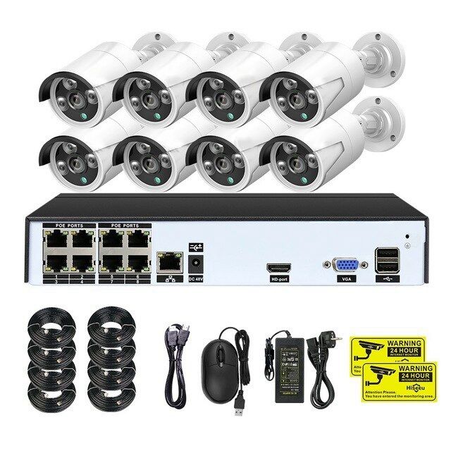 Kit Gravador NVR » PoE » com 8 câmaras » 5 MegaPíxeis » (NOVO)