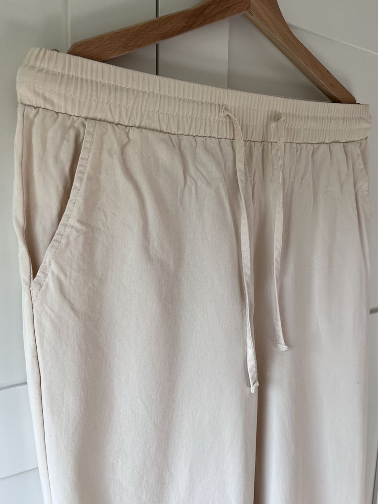Gładkie proste spodnie bawełniane straight jak od Arket COS Zara