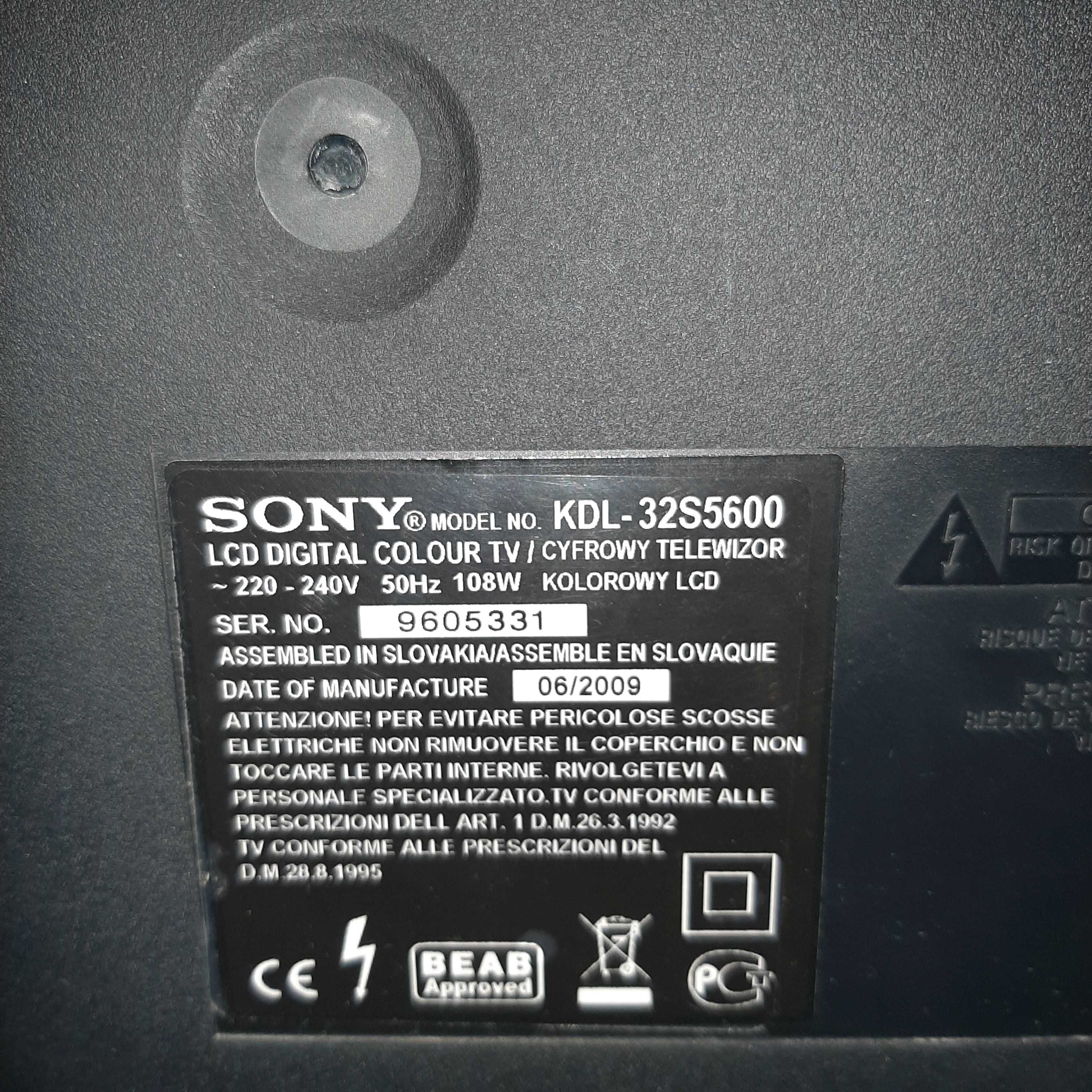 Telewizor SONY Bravia 32 cale, KDL 32S5600