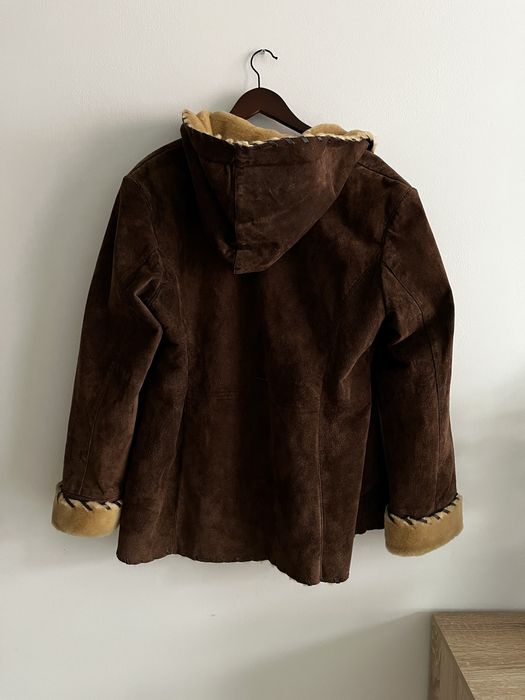 Brazowy zamszowy płaszcz kurtka skóra Wilsons Leather czekolada